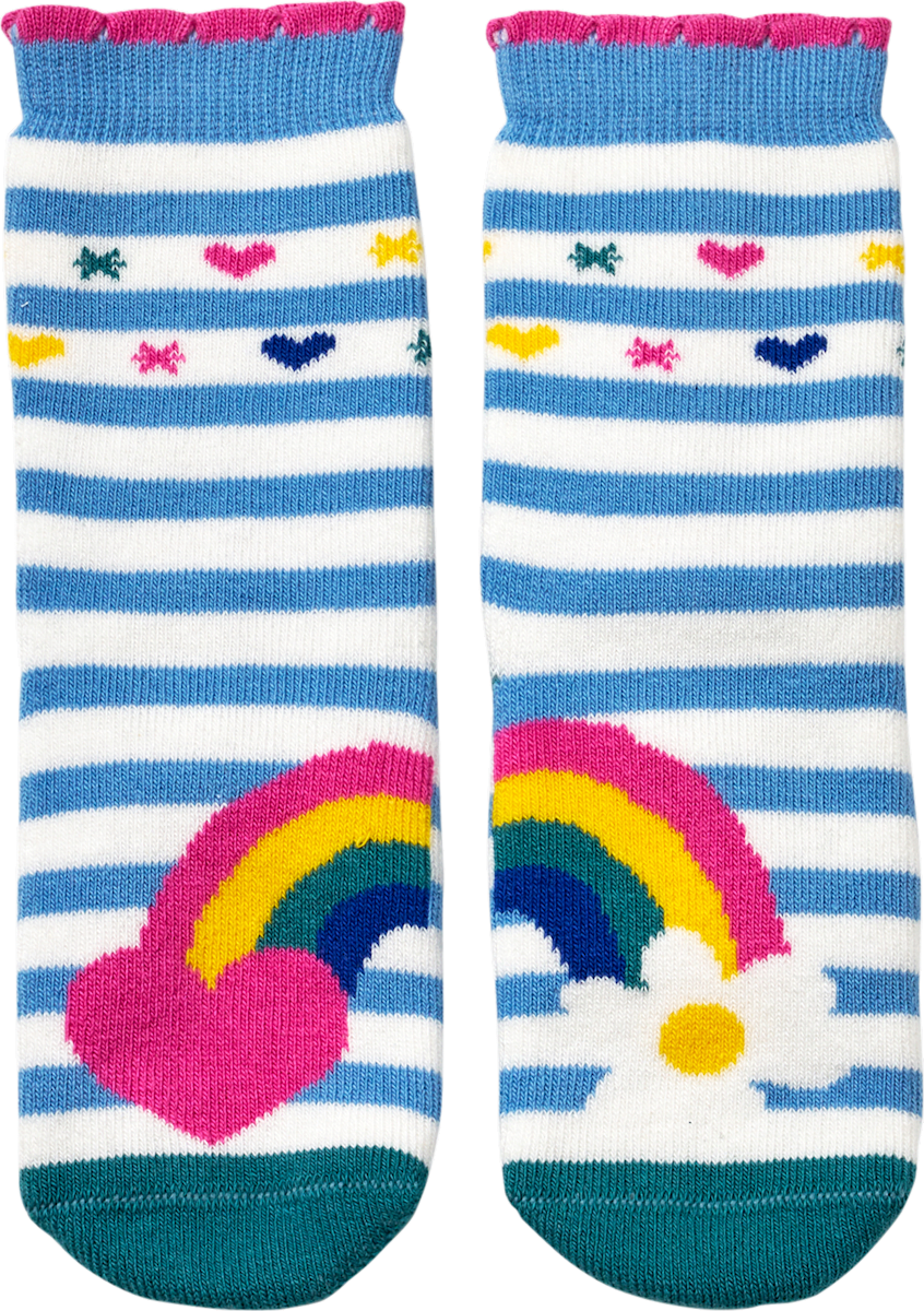 Stoppersocken mit Regenbogen-Muster, blau & rosa, Gr. 21/22, 1 St