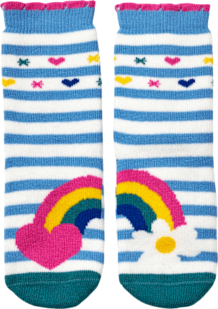 Stoppersocken mit Regenbogen-Muster, blau & rosa, Gr. 25/26, 1 St