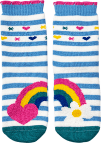 Stoppersocken mit Regenbogen-Muster, blau & rosa, Gr. 25/26, 1 St