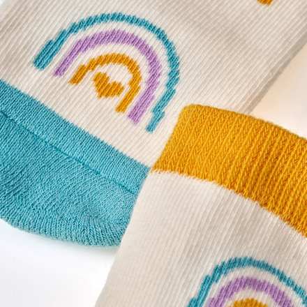 Stoppersocken mit Regenbogen-Muster, weiß, Gr. 25/26, 1 St