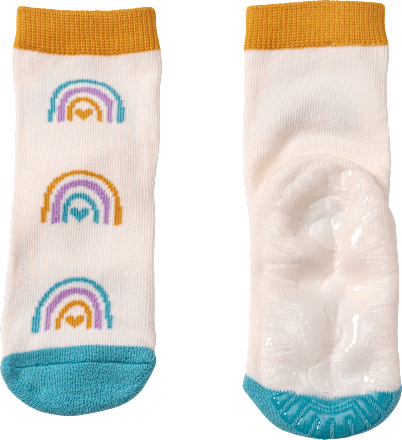 Stoppersocken mit Regenbogen-Muster, weiß, Gr. 25/26, 1 St