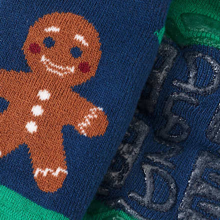 Stoppersocken mit Weihnachts-Motiv, blau & grün, Gr. 25/26, 1 St