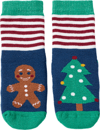 Stoppersocken mit Weihnachts-Motiv, blau & grün, Gr. 25/26, 1 St