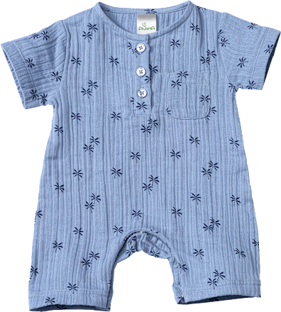 Strampler aus Musselin mit Palmen-Muster, blau, Gr. 56, 1 St ALANA