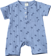 Strampler aus Musselin mit Palmen-Muster, blau, Gr. 56, 1 St ALANA