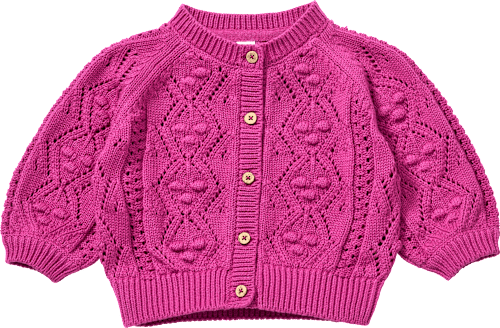 Strickjacke mit Ajour-Struktur, beere, Gr. 68
