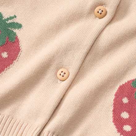 Strickjacke mit Erdbeer-Stickerei, beige, Gr. 104, 1 St