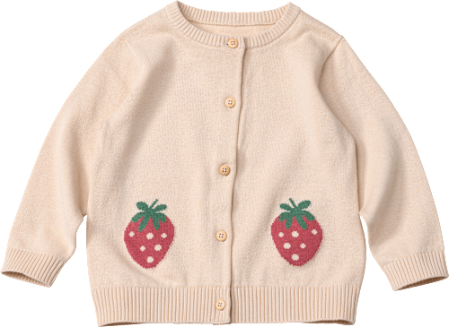 Strickjacke mit Erdbeer-Stickerei, beige, Gr. 104, 1 St