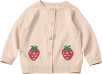 Strickjacke mit Erdbeer-Stickerei, beige, Gr. 104, 1 St