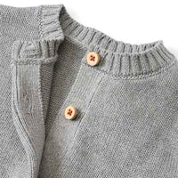 Strickjacke mit Fuchs-Stickerei, grau, Gr. 80, 1 St