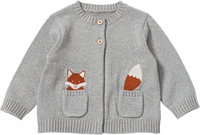 Strickjacke mit Fuchs-Stickerei, grau, Gr. 80, 1 St