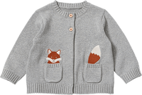 Cardigan met vossenborduursel, grijs, maat 86, 1 stuk