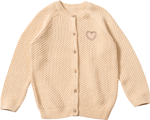 Strickjacke mit Herz-Stickerei, beige, Gr. 140, 1 St