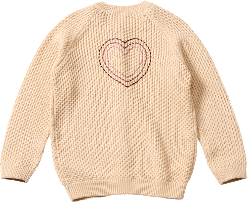 Strickjacke mit Herz-Stickerei, beige, Gr. 140, 1 St