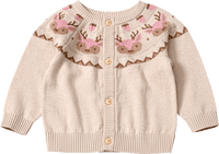 ALANA Strickjacke mit Rentier-Norweger-Muster, weiß & rosa, Gr. 104, 1 St