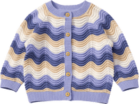 Strickjacke mit Wellen-Muster und Ajour-Struktur, blau, Gr. 62, 1 St