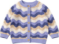 Cardigan met golfpatroon en opengewerkte structuur, blauw, maat 68, 1 stuk