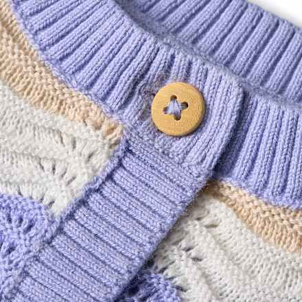 Cardigan met golfpatroon en opengewerkte structuur, blauw, maat 68, 1 stuk