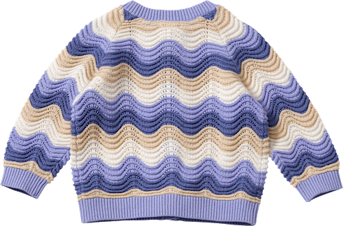 Cardigan met golfpatroon en opengewerkte structuur, blauw, maat 68, 1 stuk