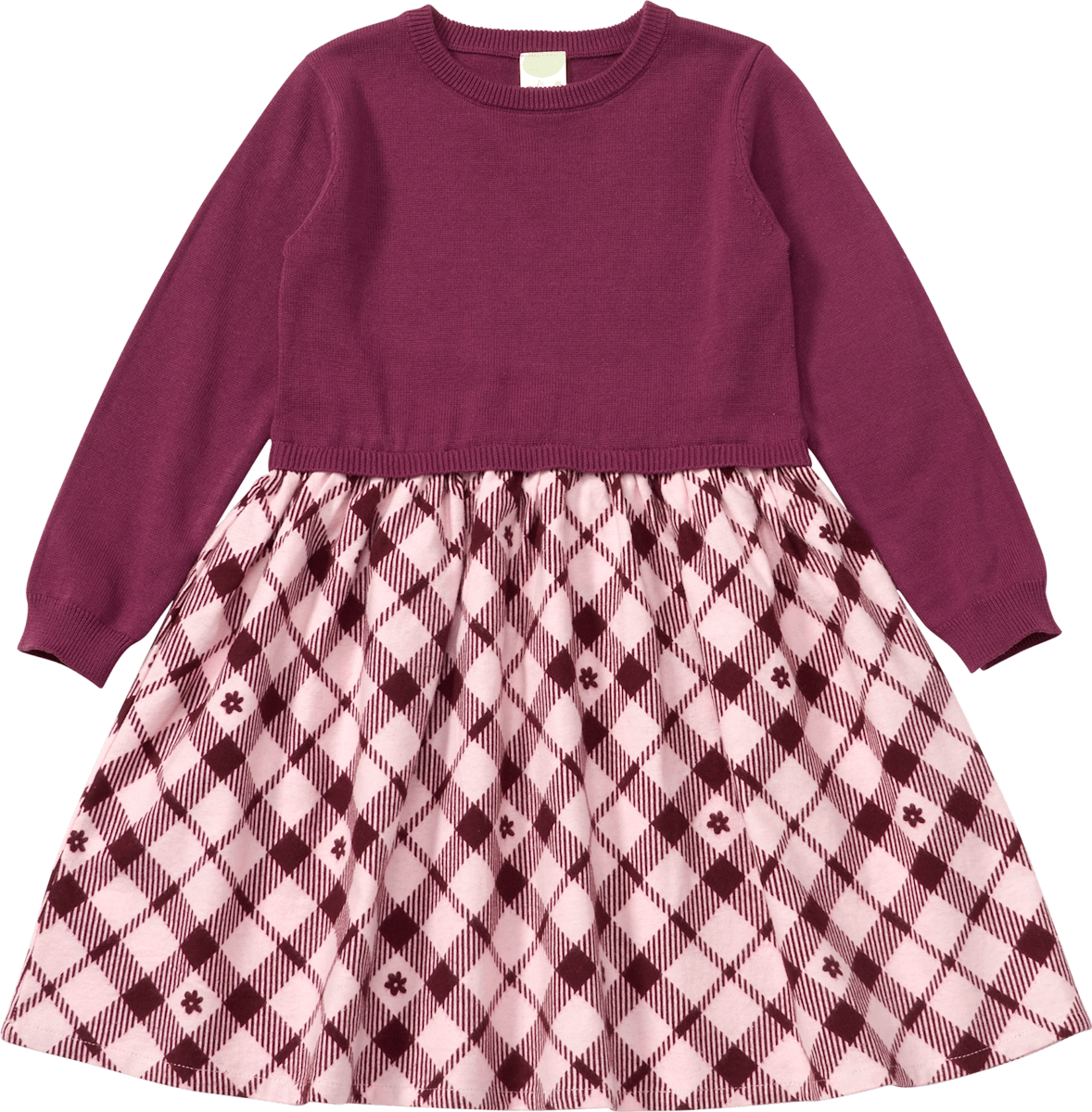 ALANA Strickkleid mit Flanell & Karo-Muster, rot, Gr. 98, 1 St