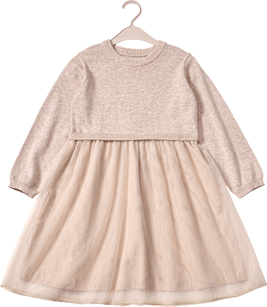 Strickkleid mit Tüllrock, beige, Gr. 104, 1 St