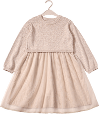 Strickkleid mit Tüllrock, beige, Gr. 104, 1 St