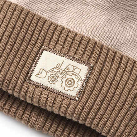 Strickmütze mit Bommel, beige, Gr. 54/55, 1 St