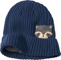 Strickmütze mit Waschbär-Motiv, blau, Gr. 54/55, 1 St