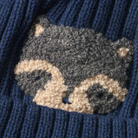 Strickmütze mit Waschbär-Motiv, blau, Gr. 54/55, 1 St
