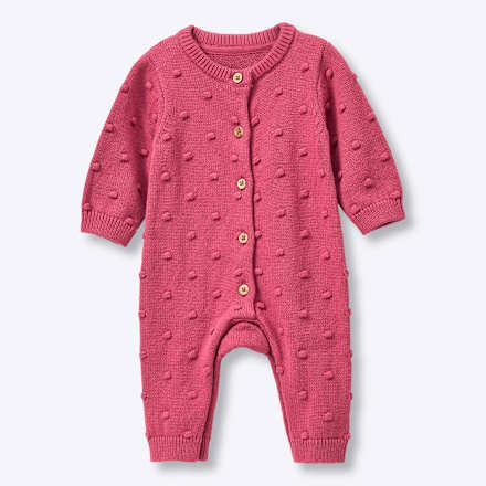 Strickoverall mit Noppen-Struktur, beere, Gr. 62, 1 St