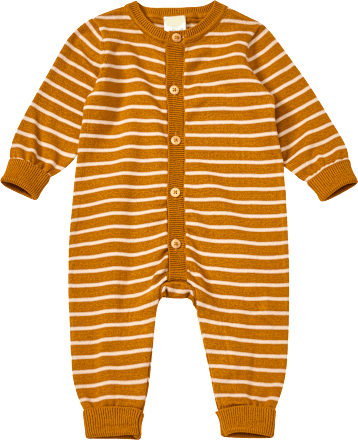Strickoverall mit Ringel-Muster & Mitwachsfunktion, gelb, Gr. 68, 1 St