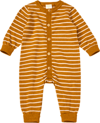 Strickoverall mit Ringel-Muster & Mitwachsfunktion, gelb, Gr. 68, 1 St