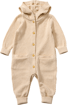 Gebreid overall met wafelstructuur &amp; meegroeifunctie, beige, maat 68, 1 stuk