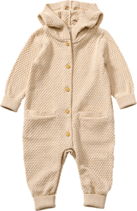 Gebreid overall met wafelstructuur &amp; meegroeifunctie, beige, maat 68, 1 stuk
