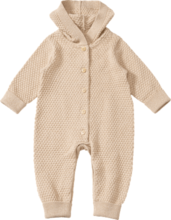 Strickoverall mit Waffel-Struktur & Mitwachsfunktion, beige, Gr. 74, 1 St
