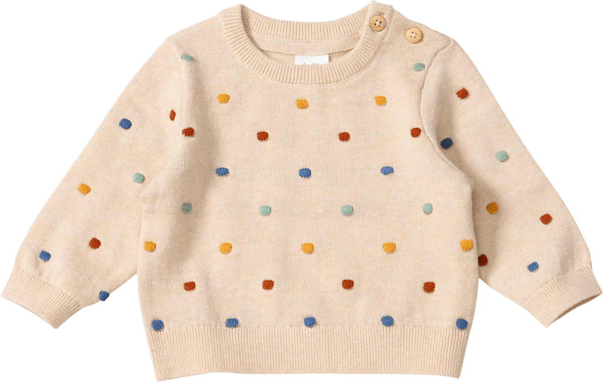 Strickpullover mit bunten Noppen, beige, Gr. 62, 1 St