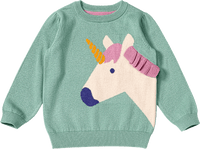 Strickpullover mit Einhorn-Motiv, grün, Gr. 110, 1 St