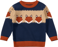 Strickpullover mit Fuchs-Muster, blau, Gr. 110, 1 St