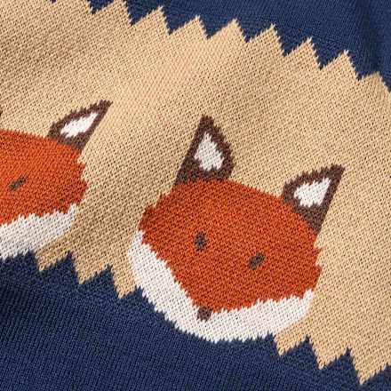 Strickpullover mit Fuchs-Muster, blau, Gr. 110, 1 St