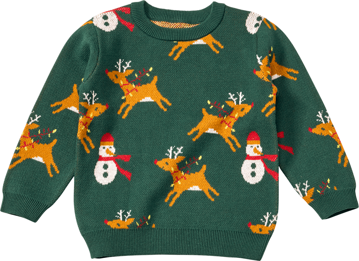 ALANA Strickpullover mit Jacquard-Rentier-Muster, grün, Gr. 128, 1 St