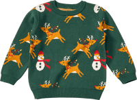 ALANA Strickpullover mit Jacquard-Rentier-Muster, grün, Gr. 128, 1 St