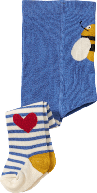 Strumpfhose mit Bienen- & Herz-Motiv, blau & weiß, Gr. 74/80, 1 St ALANA