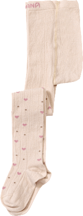 Panty met hartjespatroon en ribstructuur, beige, maat 98/104, 1 stuk