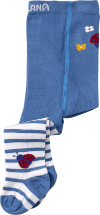Strumpfhose mit Marienkäfer-Motiv, blau & weiß, Gr. 74/80, 1 St