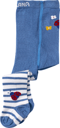 Strumpfhose mit Marienkäfer-Motiv, blau & weiß, Gr. 86/92, 1 St