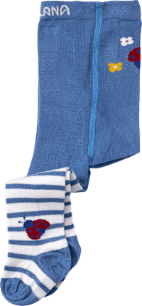 Strumpfhose mit Marienkäfer-Motiv, blau & weiß, Gr. 86/92, 1 St