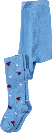Strumpfhose mit Marienkäfer- & Herz-Muster, blau, Gr. 122/128, 1 St
