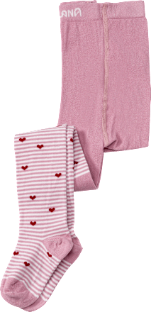 Strumpfhose mit Ringeln & Herz-Muster, rosa, Gr. 110/116, 1 St