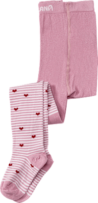 Strumpfhose mit Ringeln & Herz-Muster, rosa, Gr. 110/116, 1 St