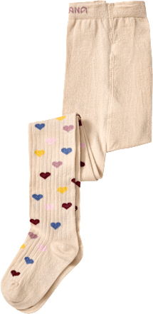 Strumpfhose mit Ripp-Struktur & Herz-Muster, beige, Gr. 98/104, 1 St